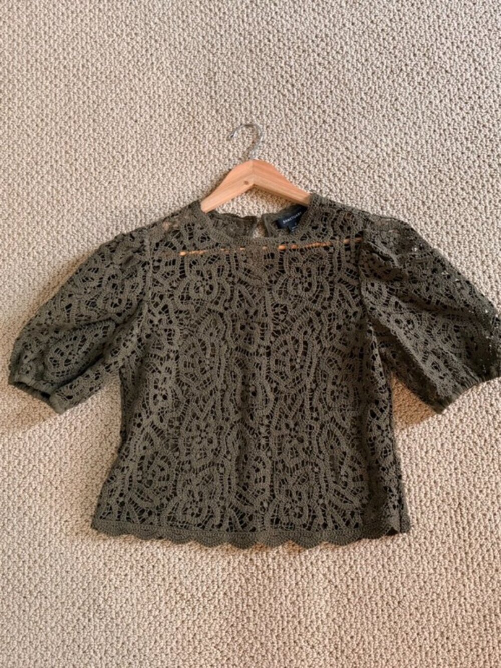 Sanctuary Puff Sleeve Crochet Top